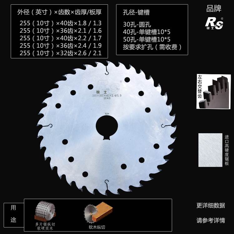 150锐士crad木工多片锯专用修边超薄合金锯片160|180|205|230|255-图0