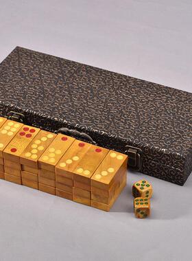 中式金丝楠木牌九十九点牌九家用手搓天九骨牌 商务送礼棋牌套装