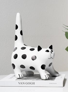 左顾 现代简约黑白斑点小猫咪创意家居小摆件桌面茶几装饰品摆设