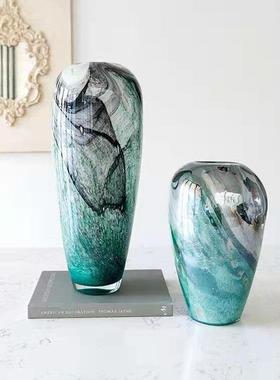 现代时尚玻璃花瓶摆件时尚软装家居客厅餐桌插花器饰品