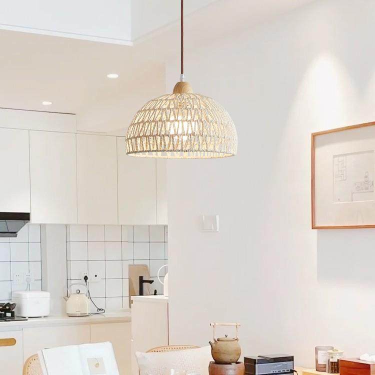复古民宿卧室阳台藤艺麻绳灯具日式原木奶油风餐厅简约吧台小吊灯,淘宝优惠券,粉丝福利购,淘宝优惠卷