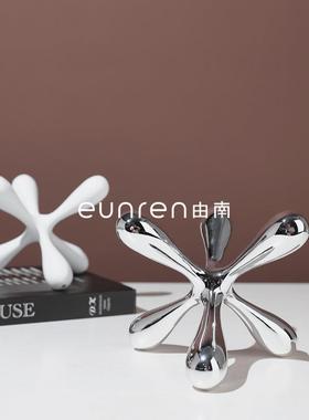 现代简约轻奢电镀点线分子摆件书镇书压样板房售楼处软装饰品摆设