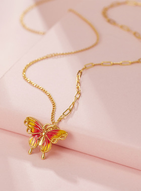 英国coopkoops925银珐琅幻影蝴蝶项链高级感颈饰配饰彩色蝴蝶