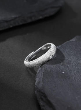 英国coopkoop中古拉丝戒指s925银三排钻锆石拉丝指环款女生手饰