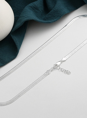 英国coopkoops925银3mm蛇骨链简约刀片链情侣锁骨链推荐ins