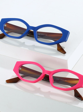 英国coopkoop新款简约眼镜框 欧美时尚拼色小框复古猫眼pc平光镜