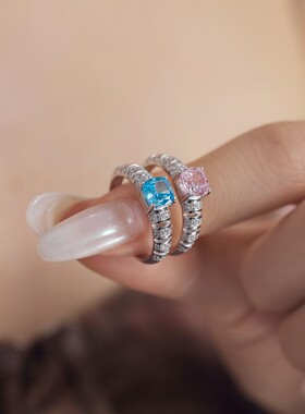 英国coopkoops925银粉指女镶嵌几何冰花切锆石欧美精美可爱甜酷