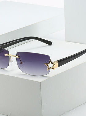 英国coopkoop新款无框方形太阳镜 千禧年yk潮流街拍眼镜星星墨镜