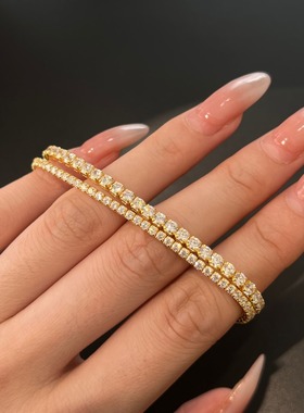 英国coopkoops925银满钻手链女镶嵌锆石欧美轻奢高级隐藏扣网球