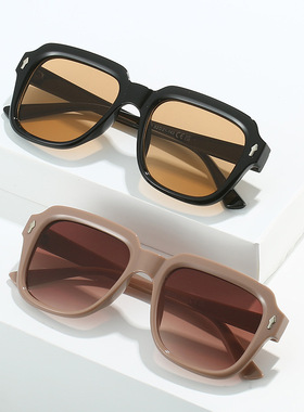 英国CoopKoop欧美时尚方形太阳镜米咖色走秀眼镜新款女士米丁ins