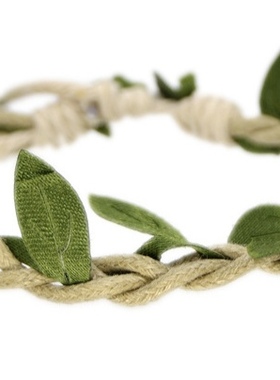 小清新手链女简约森系文艺韩版闺蜜棉麻服装配饰树叶蜡绳编织手绳