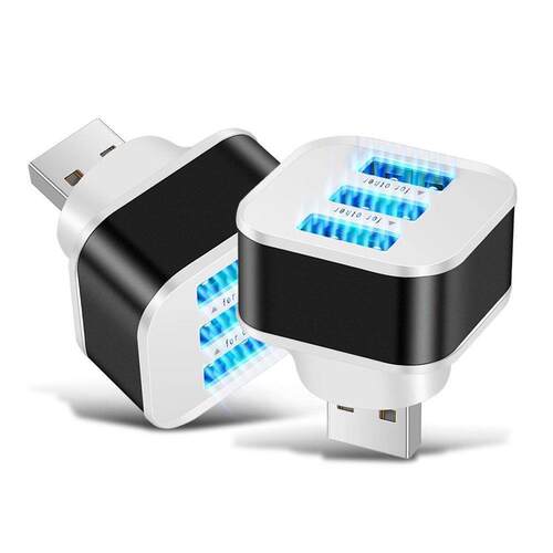 usb扩展器车载充电器三合一夜光ubs多用插座车用便携拓展转换接头 - 图0