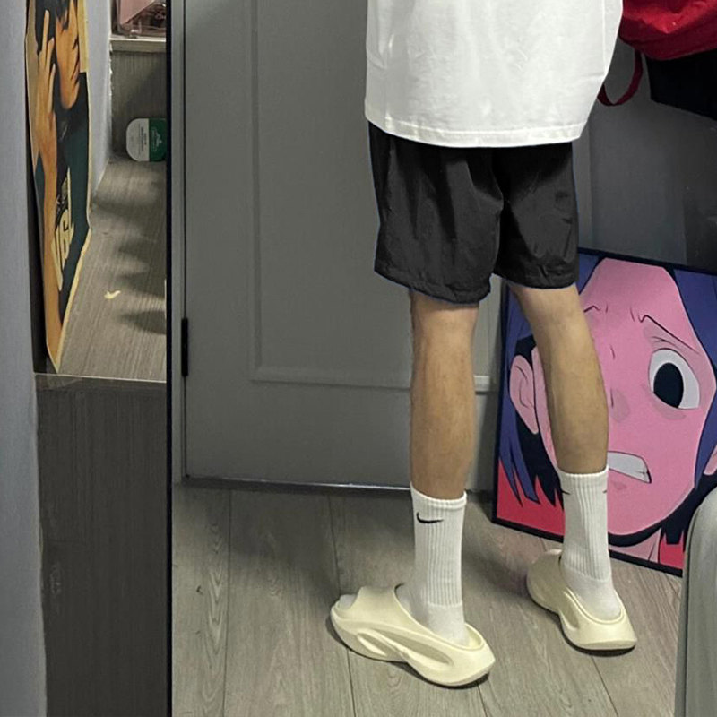 夏季美式潮牌运动黑色短裤男生宽松纯色沙滩休闲速干五分伞兵裤子 - 图0