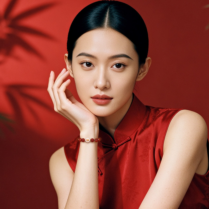 GISSFAR/吉饰坊2026马年灵珑三合玛瑙生肖手链属牛兔鼠本命年太岁