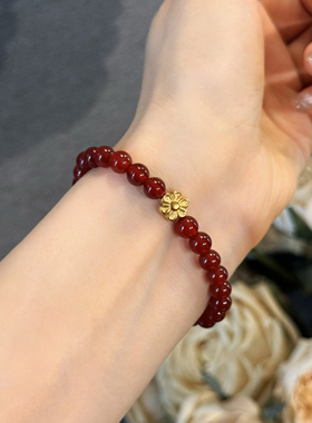 好事莲莲红色转运珠桃花手链