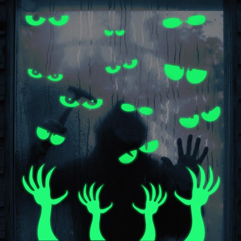 Halloween glow eyes ghost hand fluorescent wall stickers墙贴 - 图1