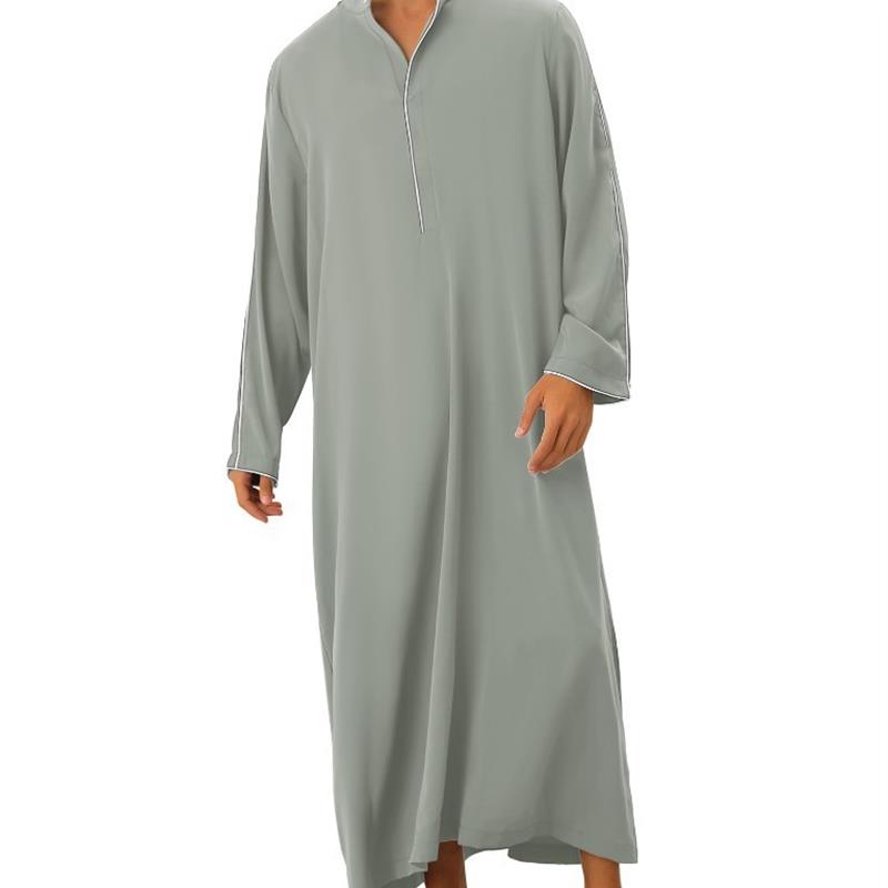 Arab mens shirt Muslim long robe clothes 简约休闲长袍衫男 - 图0