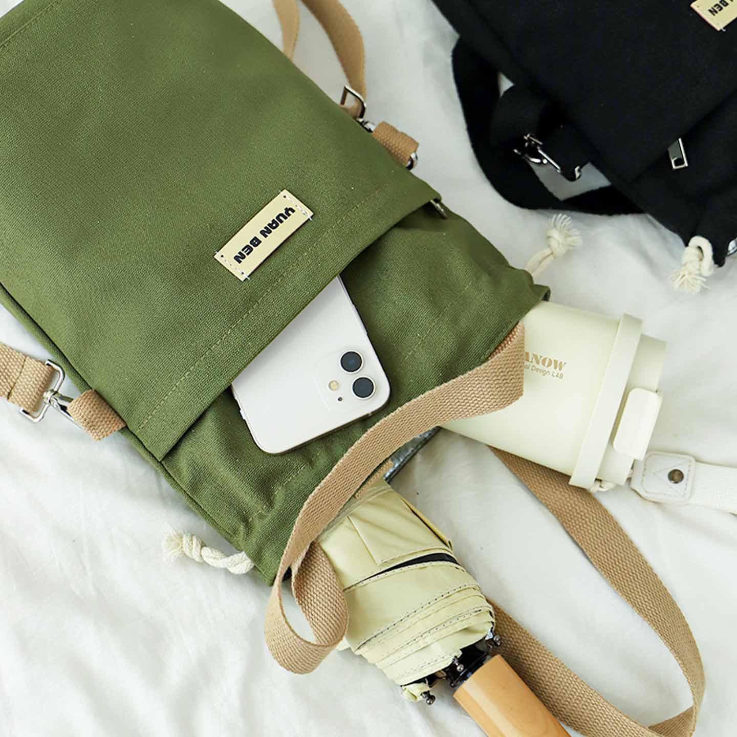 2025新款女斜挎手提水杯套高颜值外出便携大容量雨伞水壶包水杯袋,淘宝优惠券,粉丝福利购,淘宝优惠卷