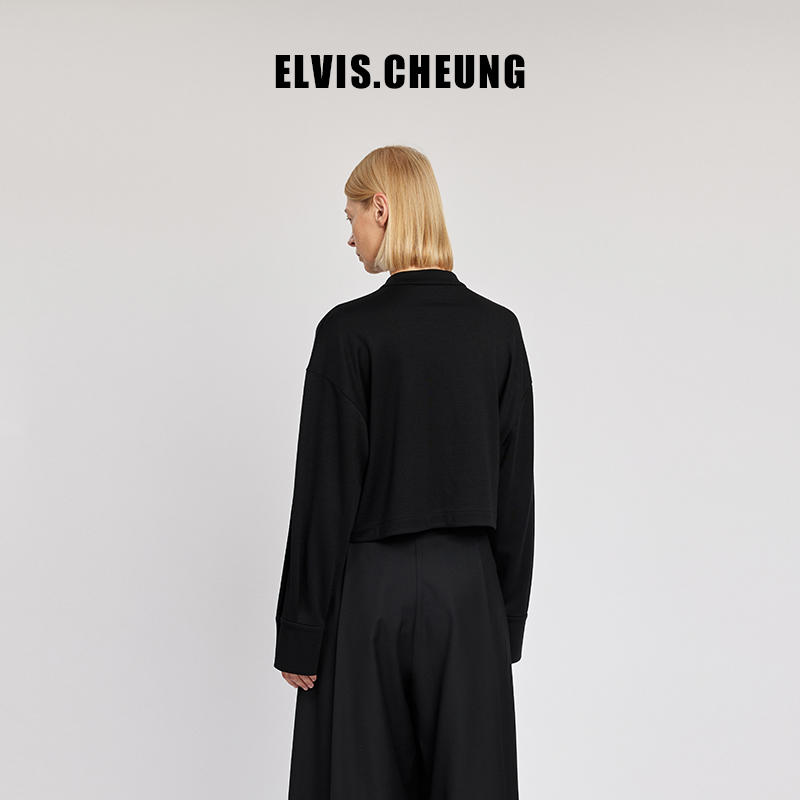 ELVIS.CHEUNG24春夏新品设计师款天丝羊毛下摆绑带衬衫开衫打底女 - 图1