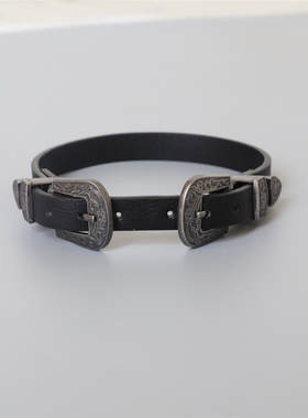 锁骨链女双扣雕花项链小众亚文化