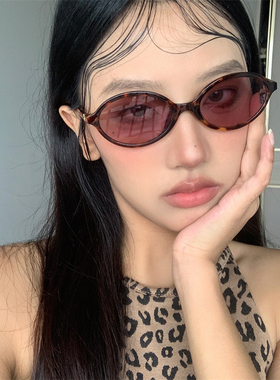 豹纹框太阳眼镜辣妹椭圆框