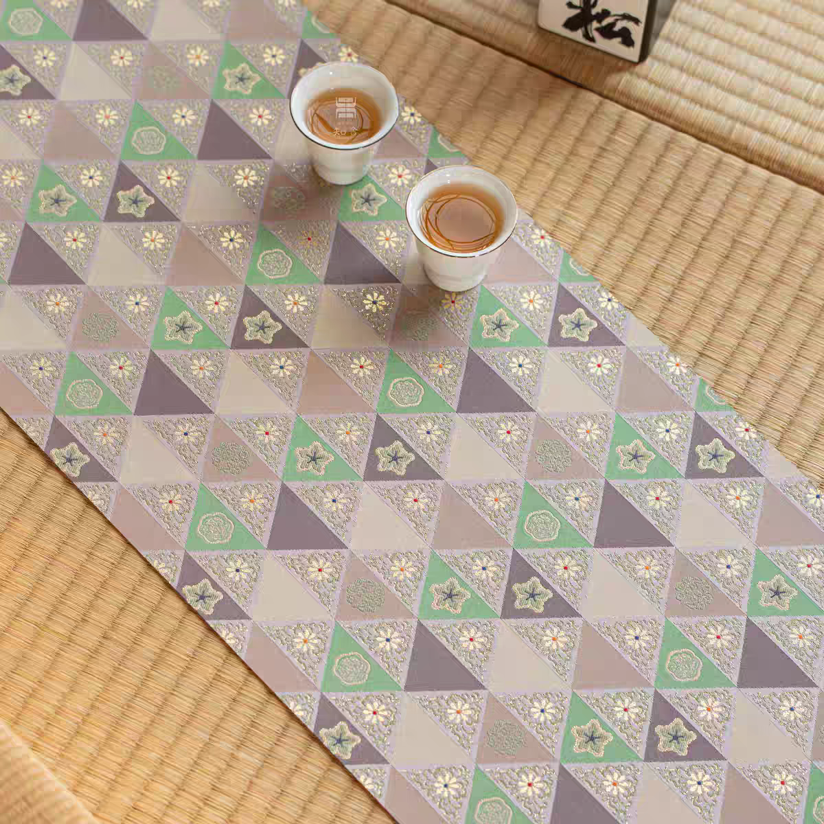 知舍 金彩山花纹茶席 原创 复古新中式轻奢 高端茶桌台布双面桌旗,淘宝优惠券,粉丝福利购,淘宝优惠卷