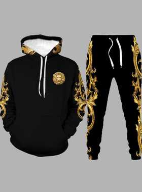 2021 new set 3D printing fashion personality creative men's