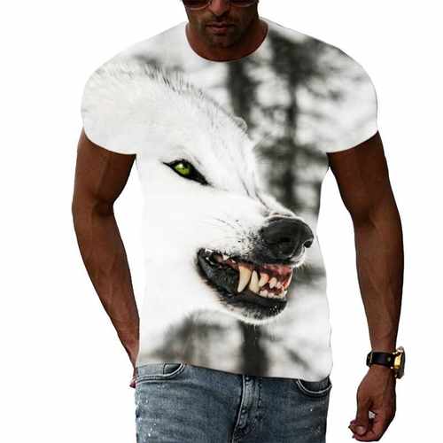Summer Men Cool Animal Wolf graphic t shirts Casual Fashion - 图3