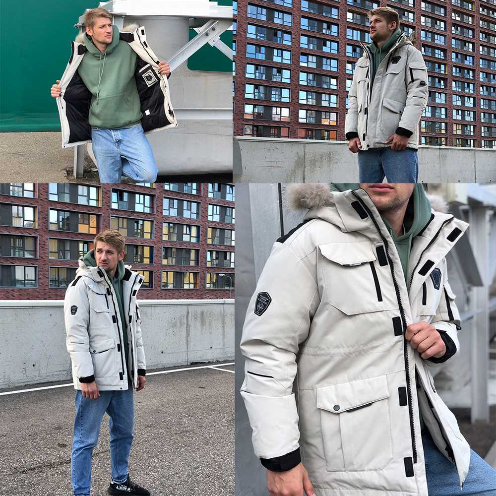 Thicken Men's Down Jacket With Big Real Fur Collar Warm Park - 图3