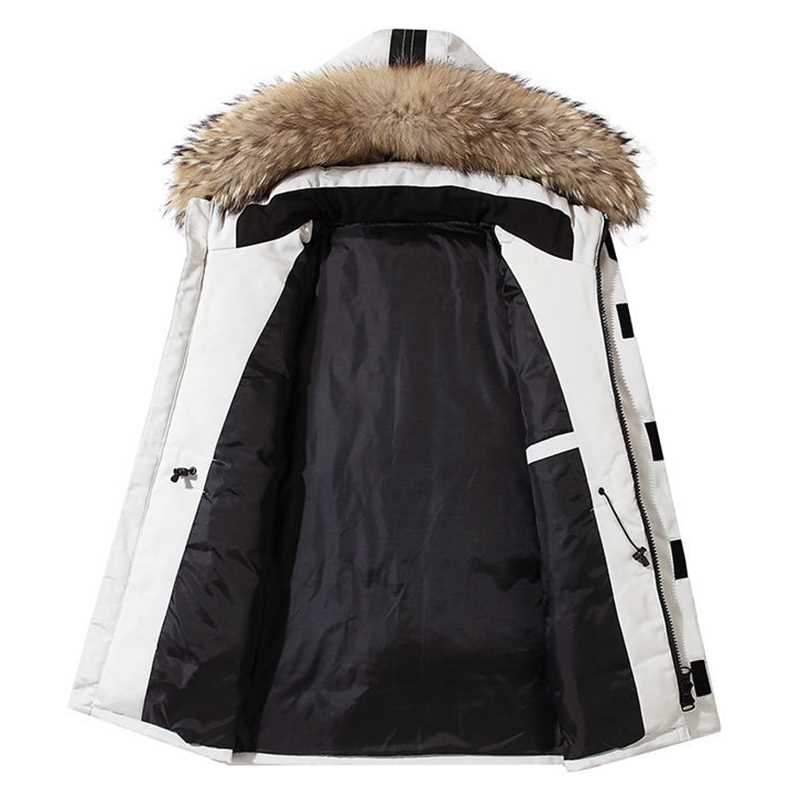 Thicken Men's Down Jacket With Big Real Fur Collar Warm Park - 图1