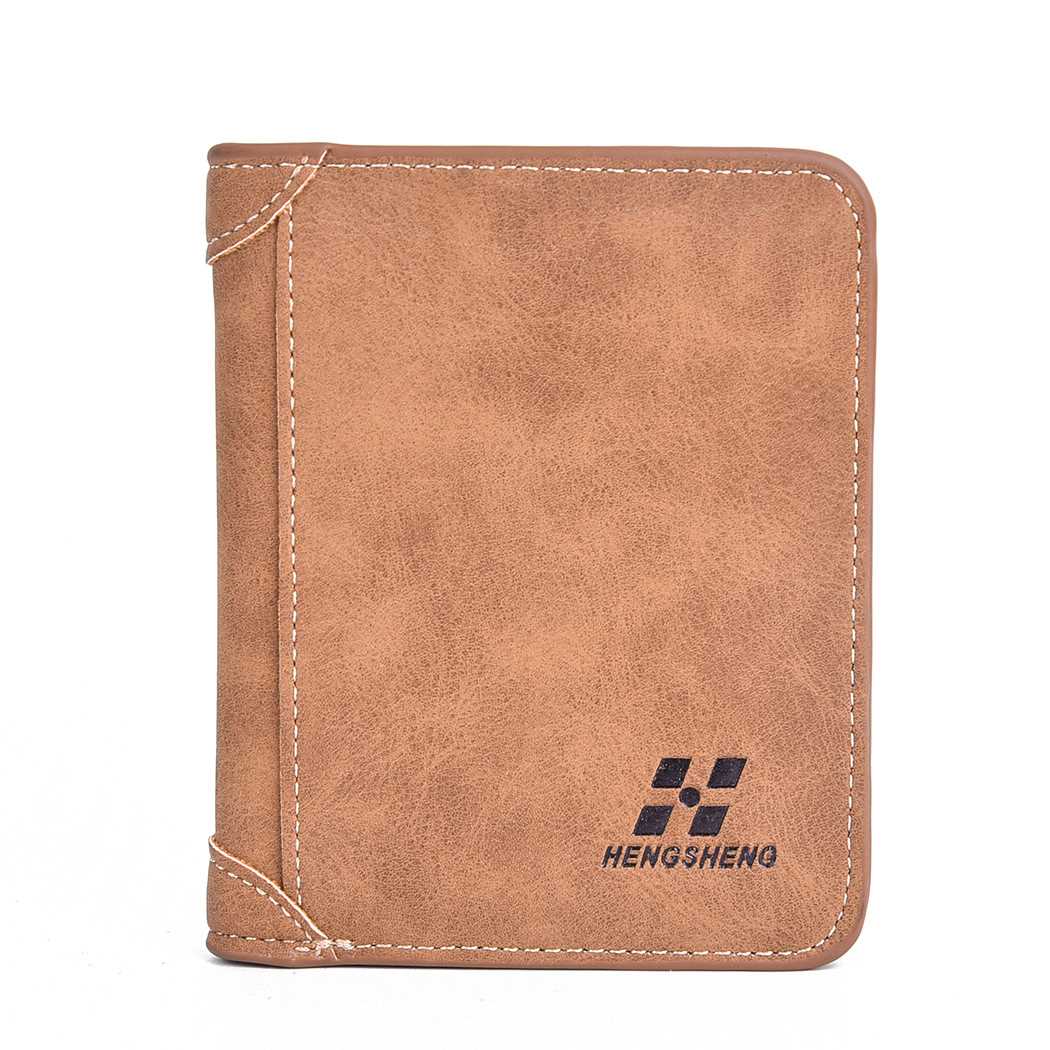 New Men's Wallet Short Frosted Leather Wallet Retro Three Fo-图3