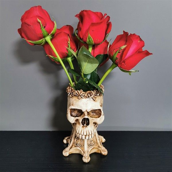 Creatve Skull-sd Vases Retro Style Resn Fgurne for - 图2