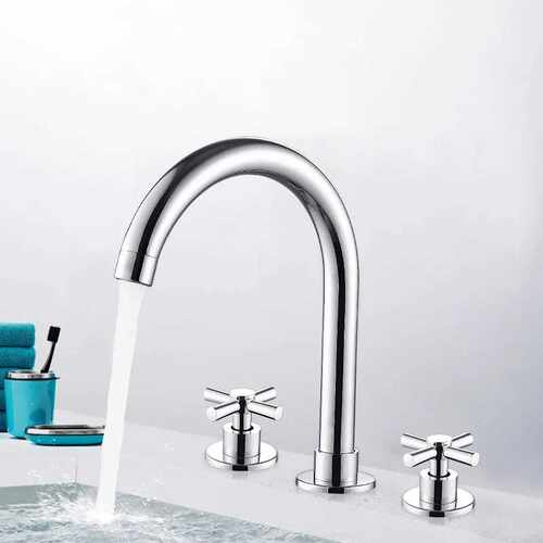 Black Basin Faucets Brass Polished Chrome Deck Mounted Bath - 图1