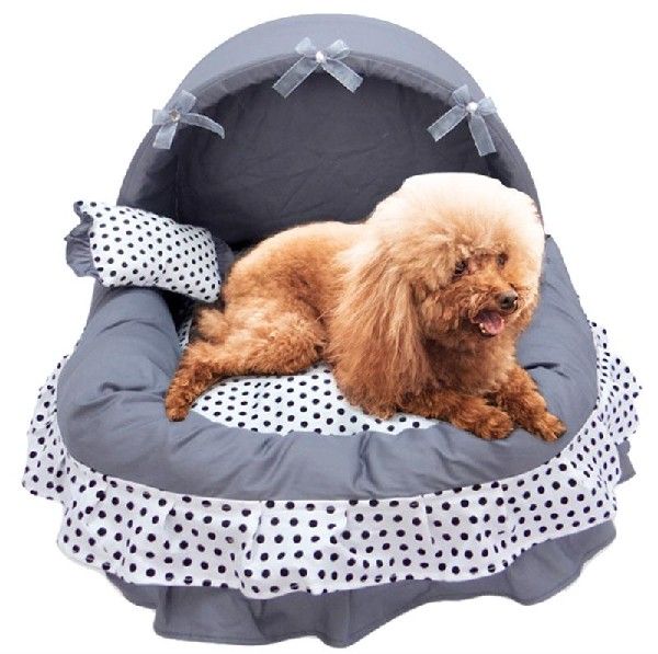 Dog Bed Lace Princess Pet Dog House Crate Cat Puppy House-图0