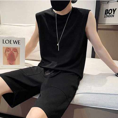 Korean Fashion 2 Piece Set Summer Clothes For Men Inside Hom - 图0