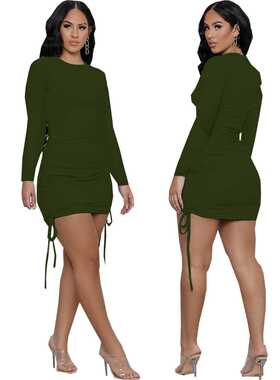 2021速卖通欧美性感时尚拼接秋冬女士连衣裙New autumn dresses