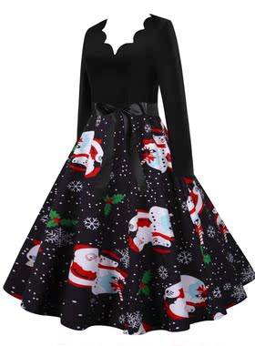 The new 2021 Christmas V-neck Floral Dress with a full swing