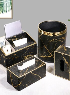 Leather Marble Tissue Box Desop Paper Towel Holder Napkin