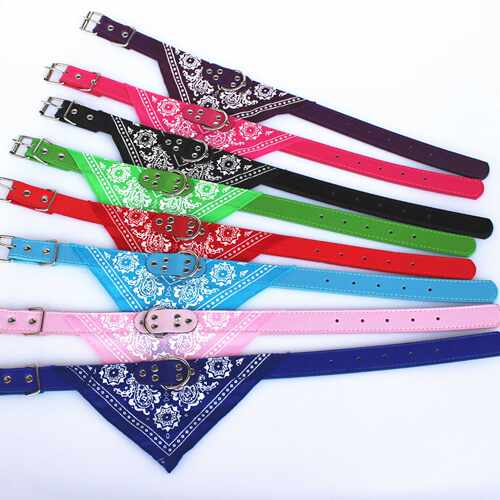 Cute Adjustable Small Dog Collars Puppy Pet Slobber Towel Ou - 图0