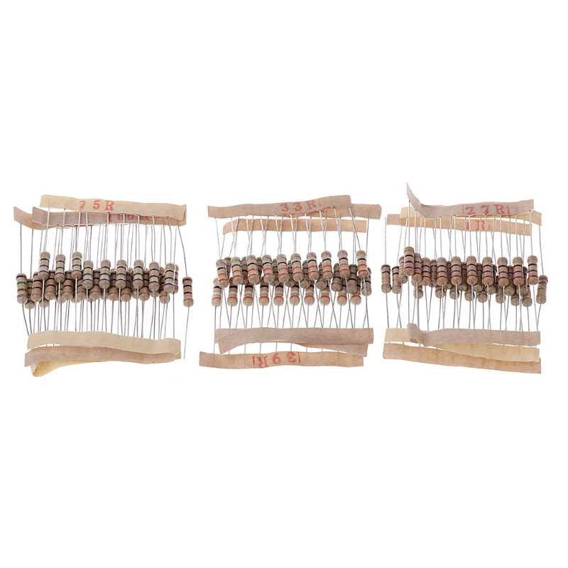 00Pcs Resistor Kits 1W 5% 0.1-750 Ohm Carbon Resistor 0 Va - 图3