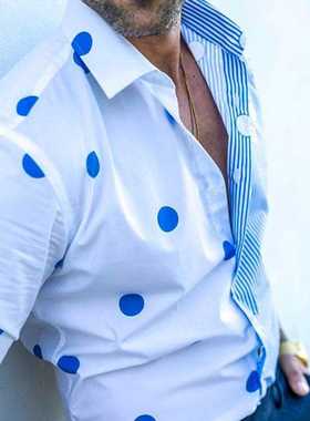 Fashion Men´s light color Long Sleeve Shirts Hawaii Ca