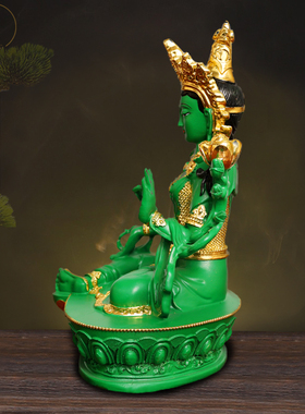 绿度母佛像多罗菩萨观音绿度母主尊12树脂彩绘藏佛像神像吉祥摆件