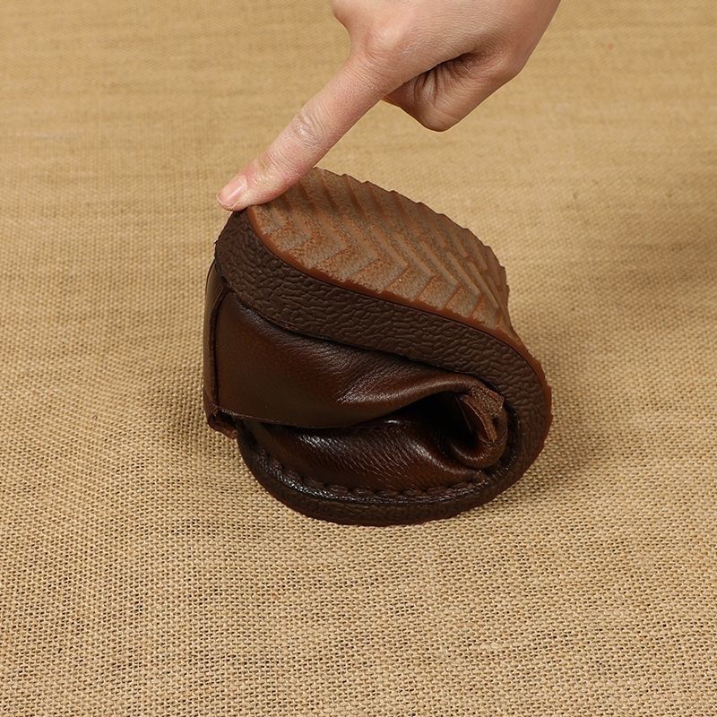 手工真皮单鞋女超软圆头平底全牛皮25年春季牛筋软底舒.适妈妈皮,淘宝优惠券,粉丝福利购,淘宝优惠卷