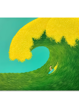 【捡漏合集】插画师Kim Mulgil创意冲浪风景复刻艺术版画装饰画芯