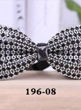196 Rectangular Blue Crystal Bow Tie 适用Men Wedding Party S