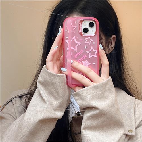 Girls ins glitter stars 13ProMax folding stand iPhone15适用-图0