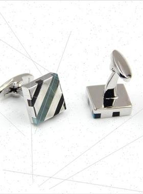 High  striped quilted shell cufflinks 适用men women French s