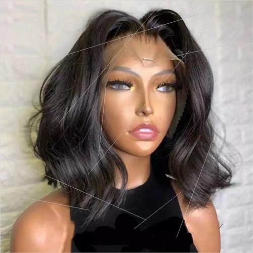New wig Europe ladies short curly hair in middle parting big - 图0