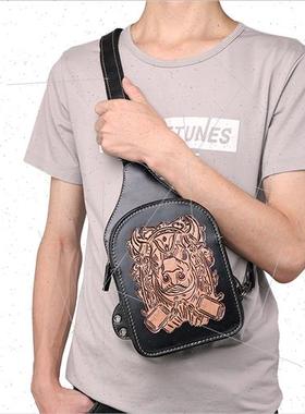 Vegetable Taurus Leather Sculpture Men Chest Bag Shoulder  S