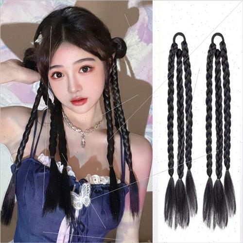 Boxer Braid Ponytail Wig Women mulated Hair Pickled Fishbone-图0